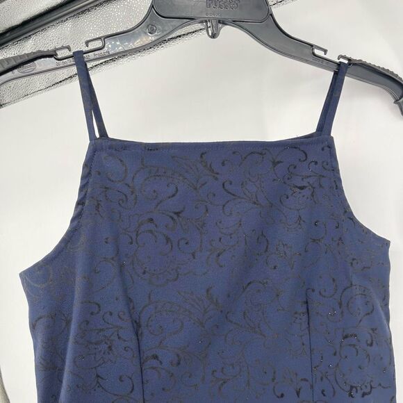 Limited Too Girl’s Y2K Navy Paisley Print Sleeveless Fit & Flare Dress Size 14 - Picture 2 of 14